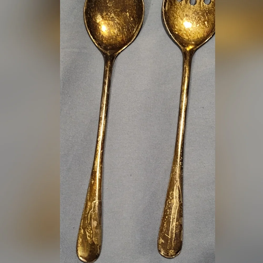 Vintage Salad Toss Set (Italy, Silver Plated)